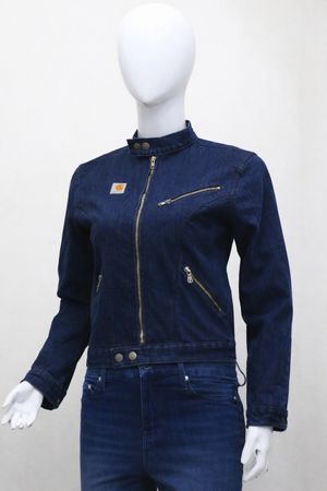 CR1937 Upcycled Denim Moto Zip Jacket