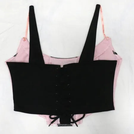 CR1863 UPCYCLED LACE-UP CORSET CAMI TOP