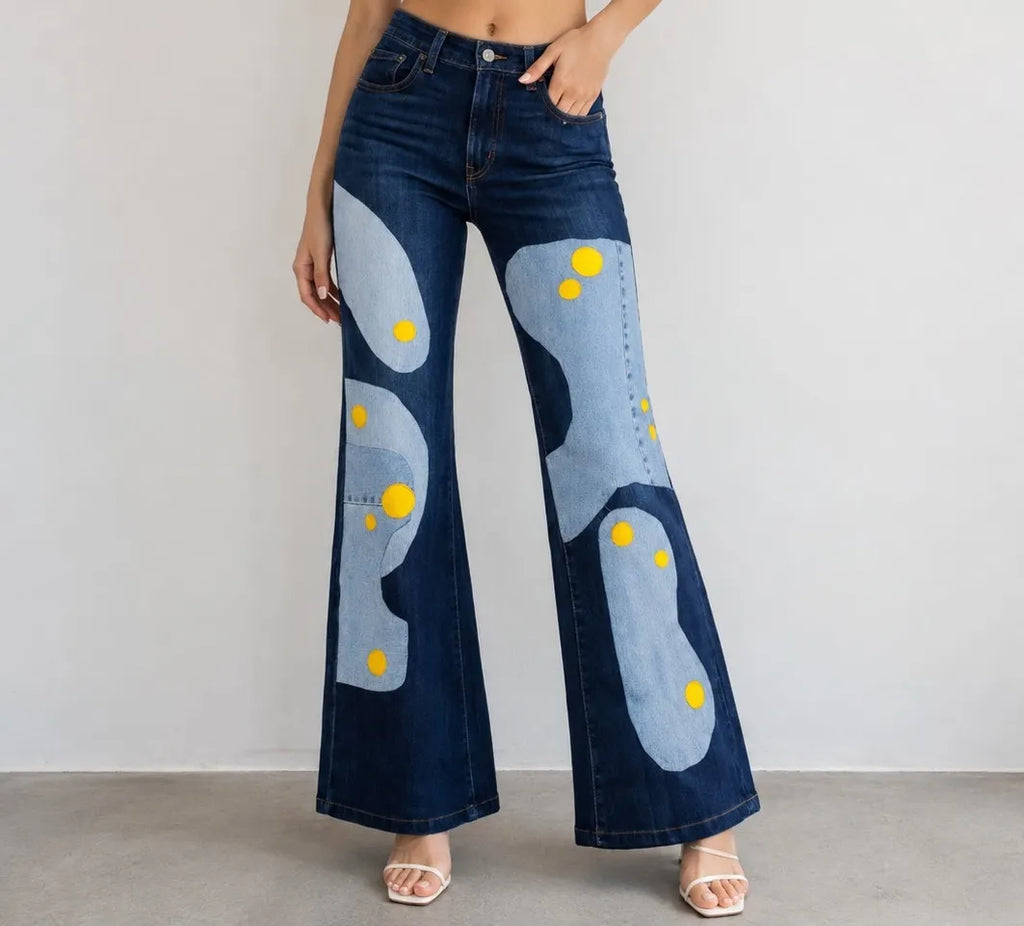 CR1575 “Retro Bubble” Upcycled Flare Jeans