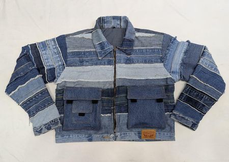 CR2108  Upcycled Denim Panel Jacket