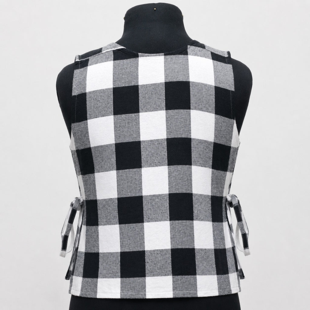 CR2055 UPCYCLED CHECK WRAP FLANNEL TIE-SIDE VEST