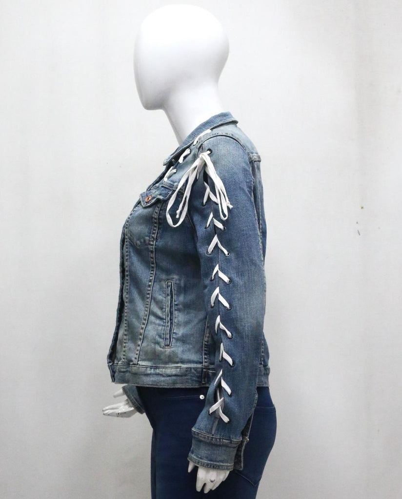 CR1813 UPCYCLED LACE-UP DENIM JACKET