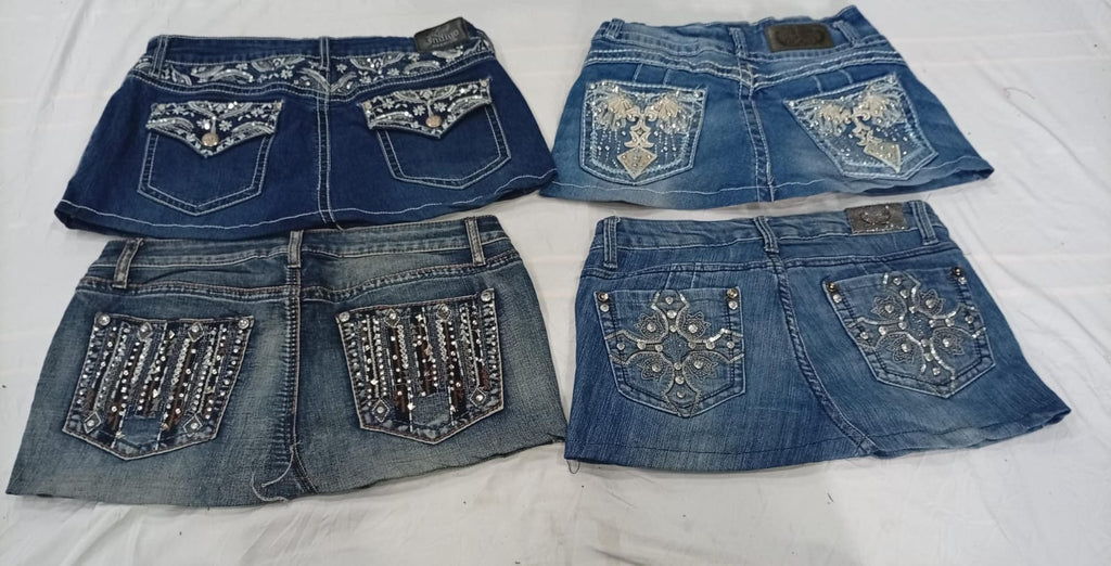 CR11103 Upcycled Y2K Mini Denim Skirts
