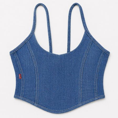 CR2096 Upcycled Denim Corset Top