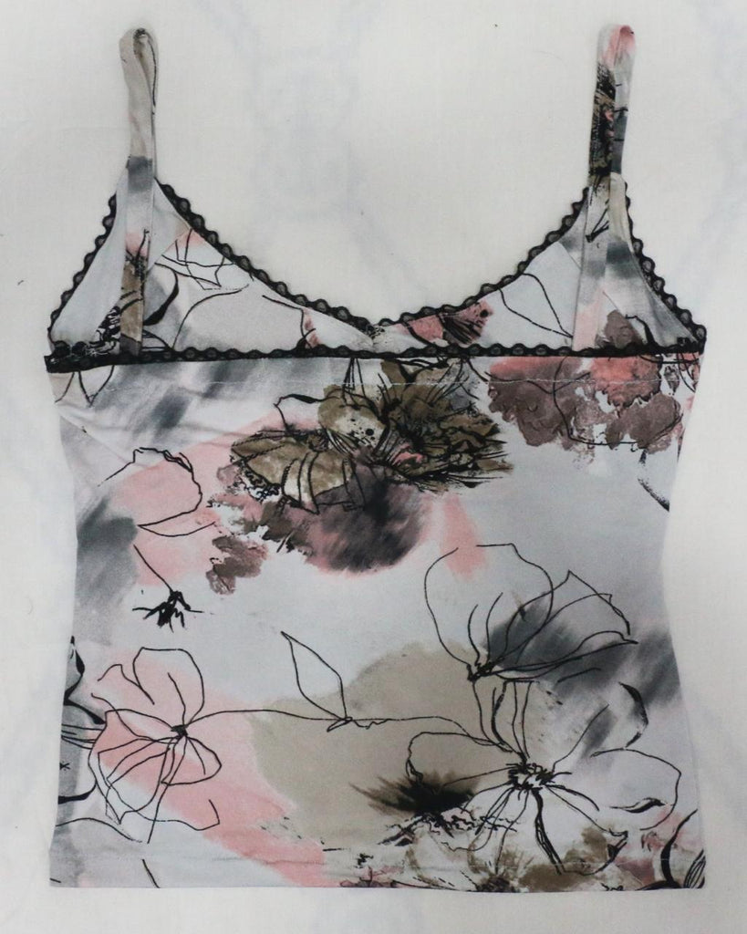 CR1893 UPCYCLED FLORAL CAMI TOP