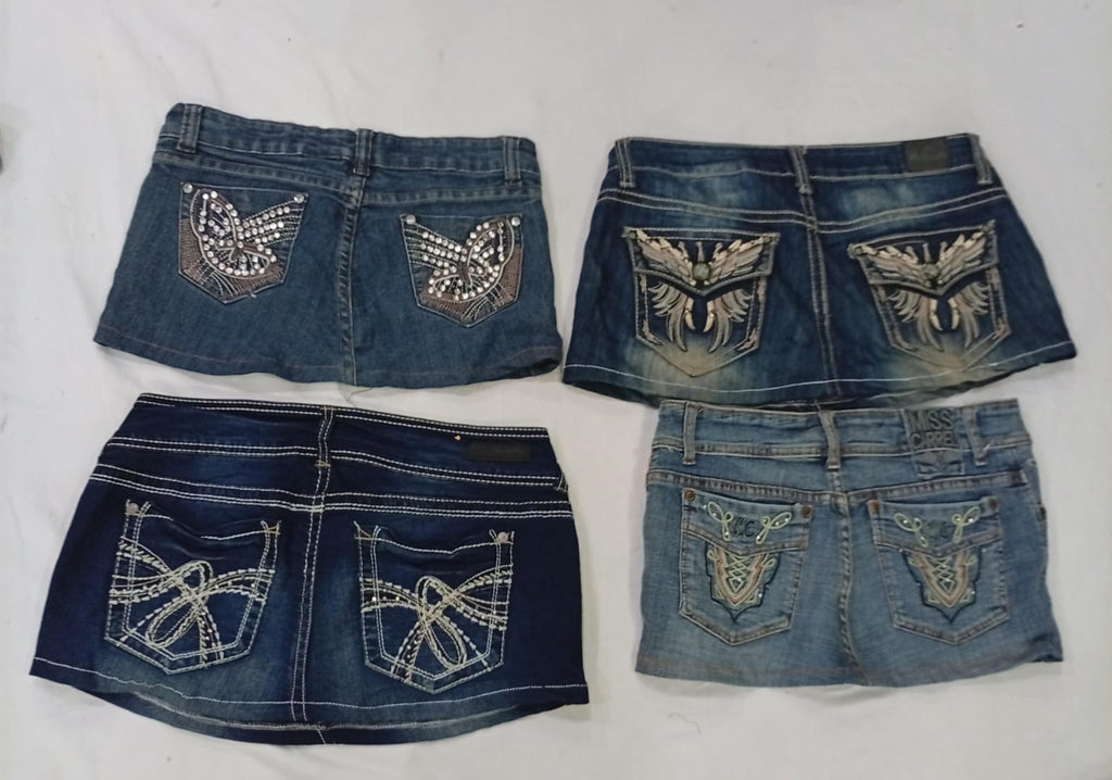 CR9311 Upcycled Y2K Mini Denim Skirts