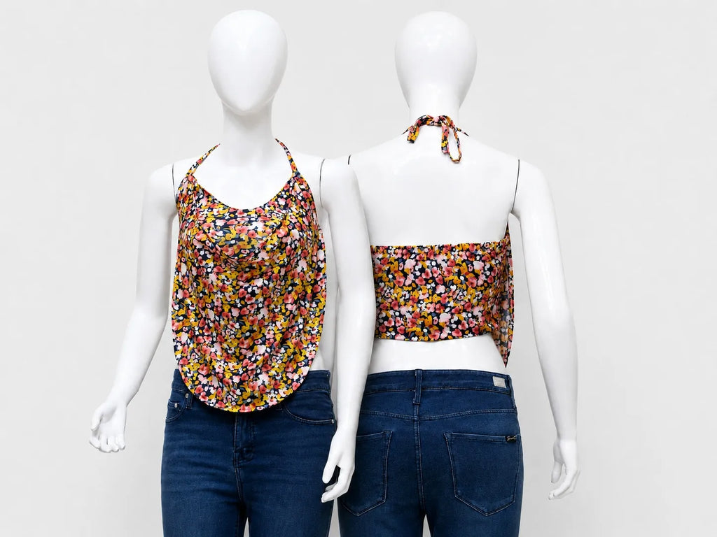 CR1567 Upcycled Floral Halter Top