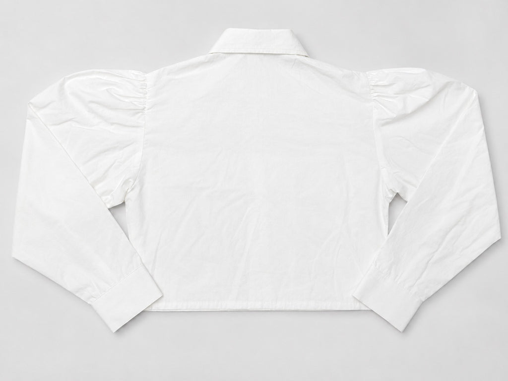 CR1994 UPCYCLED CUT-OUT PUFF-SLEEVE CROPPED SHIRT