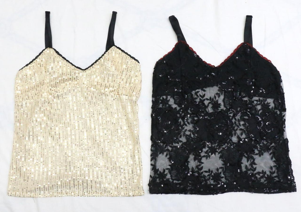 CR1902 UPCYCLED SEQUIN & LACE CAMI TOP