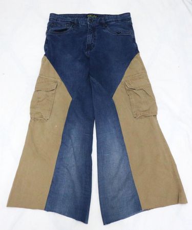 CR2148 UPCYCLED CARGO FLARE JEANS