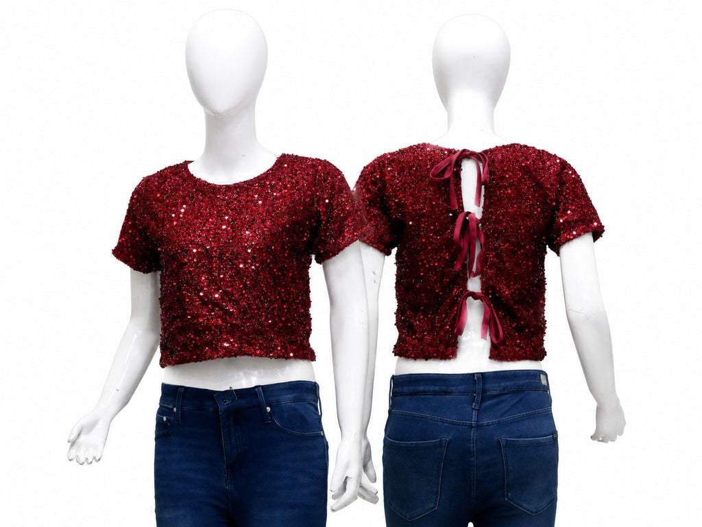 CR1886 UPCYCLED SEQUIN OPEN BACK TOP