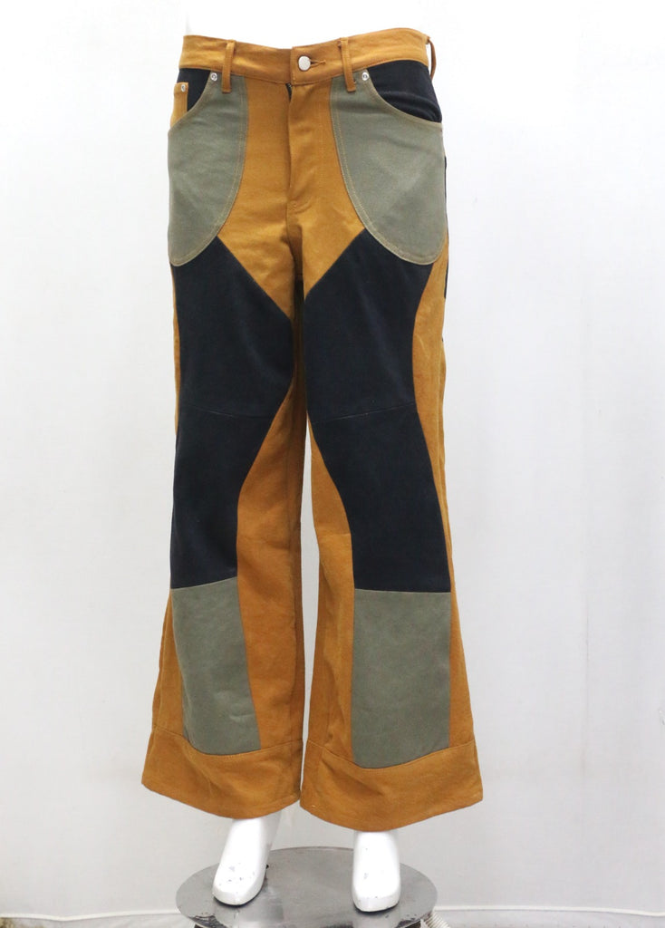 CR1953 UPCYCLED COLORBLOCK WORKWEAR FLARE PANTS