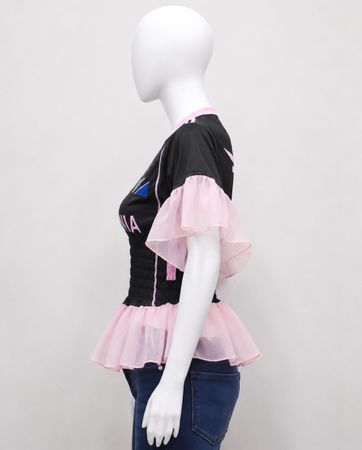 CR2080 Upcycled Ruffle Jersey Top