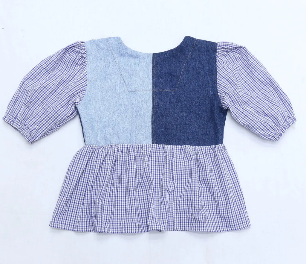 CR584 Upcycled Prairie Denim Blouse