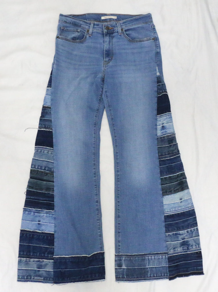 CR1868 UPCYCLED PANEL FLARE JEANS