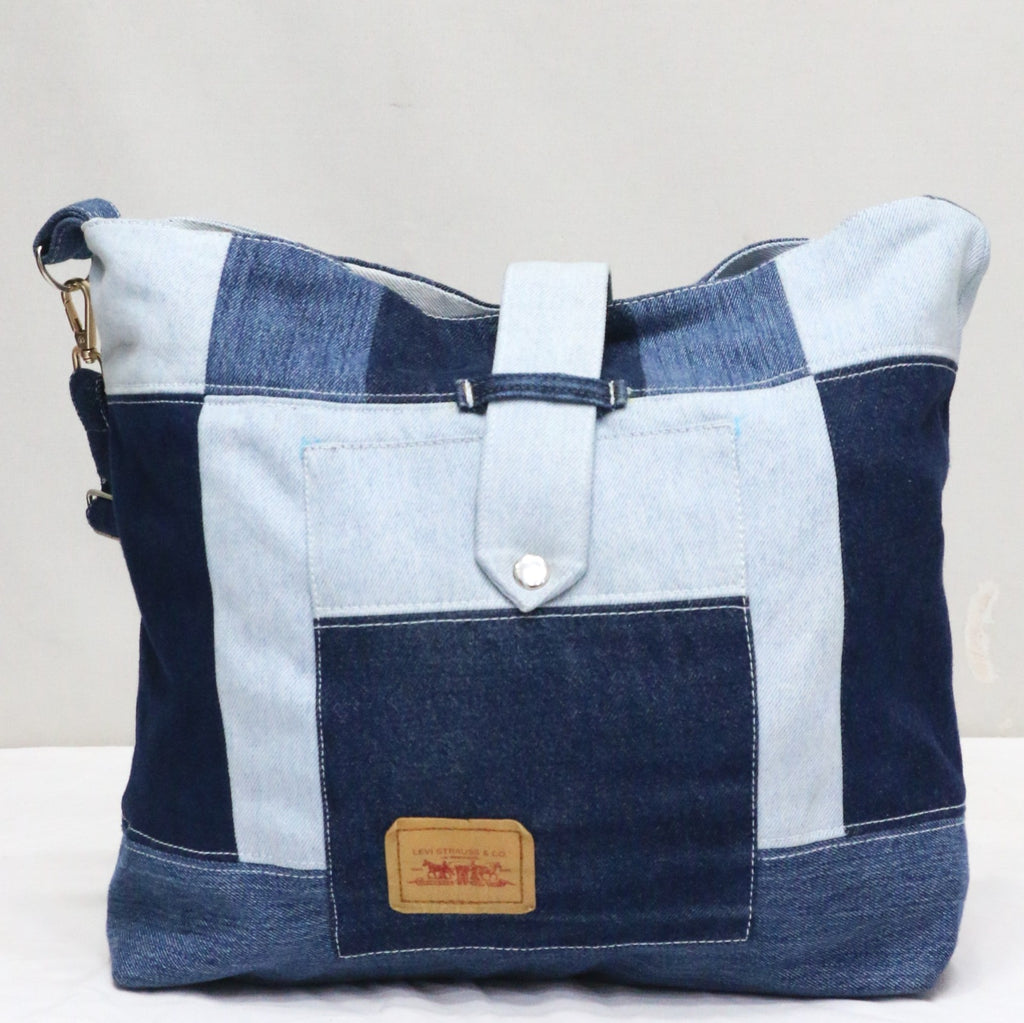 CR1833 UPCYCLED PATCHWORK DENIM CROSSBODY BAG