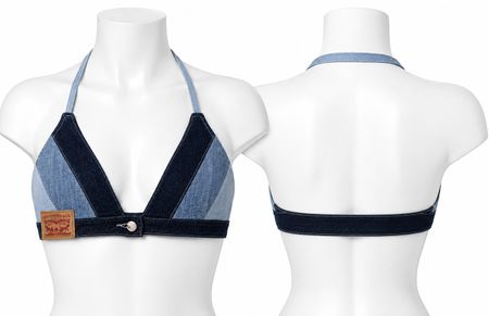 CR2079 Upcycled Denim Halter Bralette
