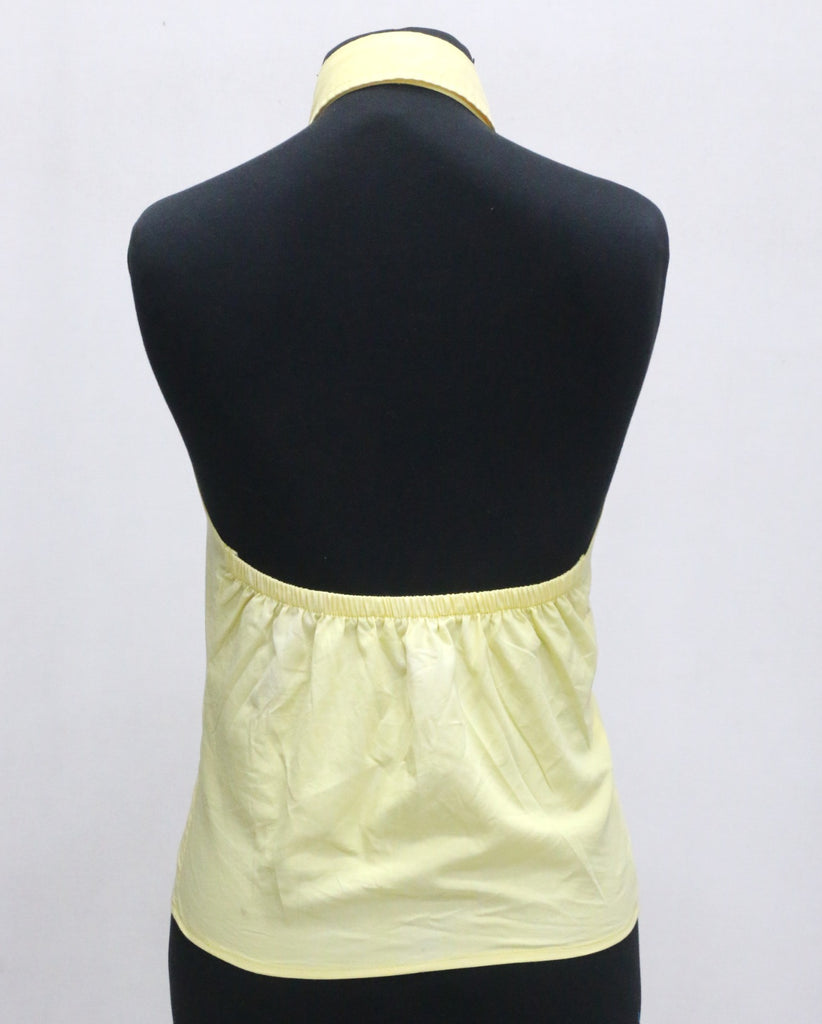 CR2016 UPCYCLED OPEN-BACK HALTER SHIRT TOP