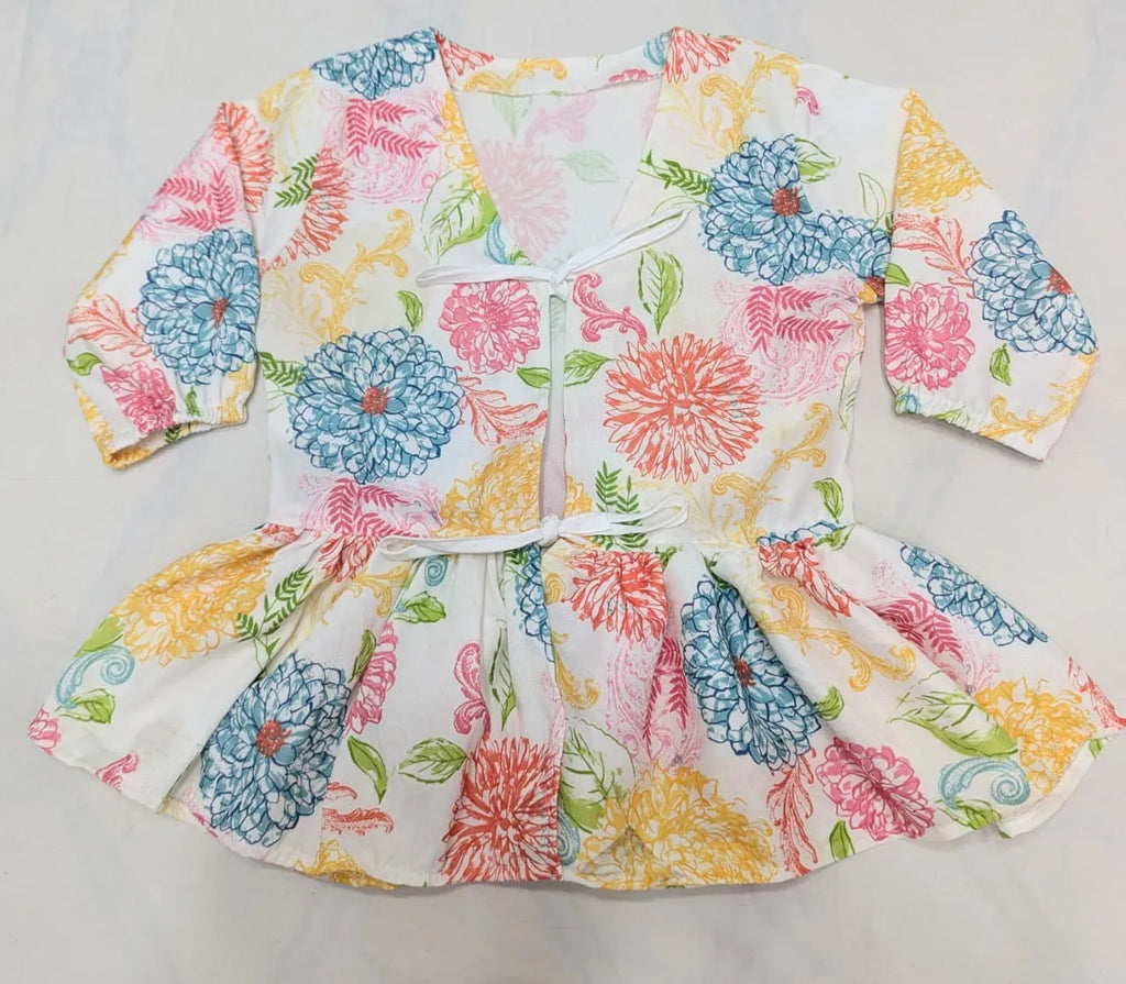 CR1631 UPCYCLED TIE FRONT BABYDOLL TOP