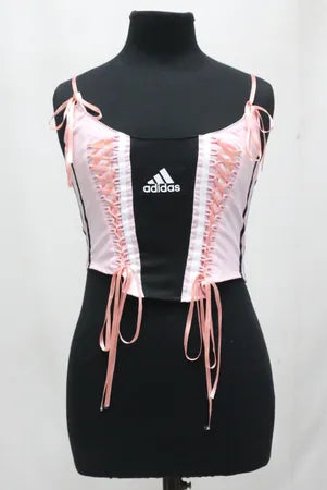 CR1863 UPCYCLED LACE-UP CORSET CAMI TOP