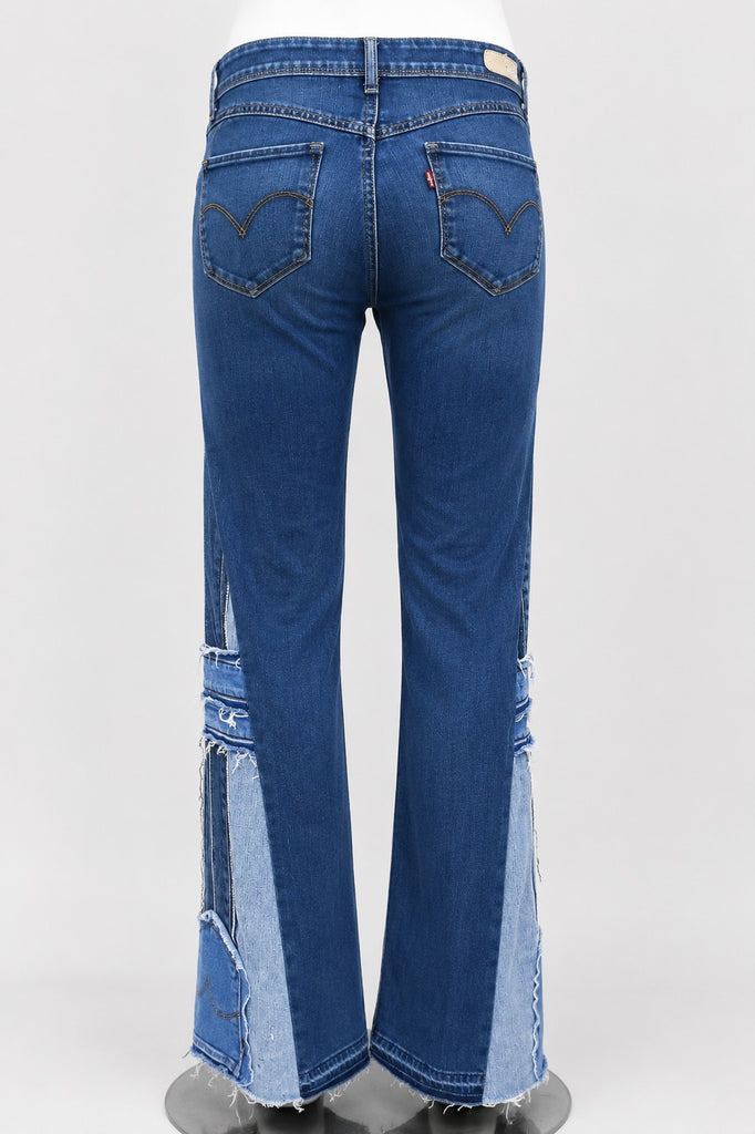 CR1871 UPCYCLED CONTRAST PANEL FLARE JEANS