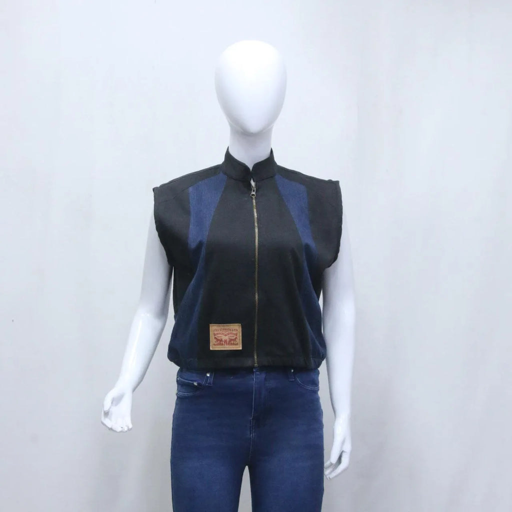 CR1179 Upcycled Shadow Panel Denim Vest