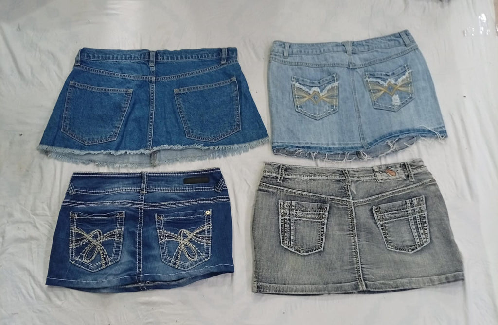 CR9208 Upcycled Y2K Mini Denim Skirts