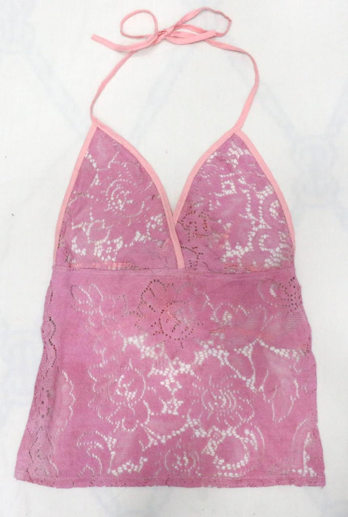 CR1889 UPCYCLED LACE HALTER TOP