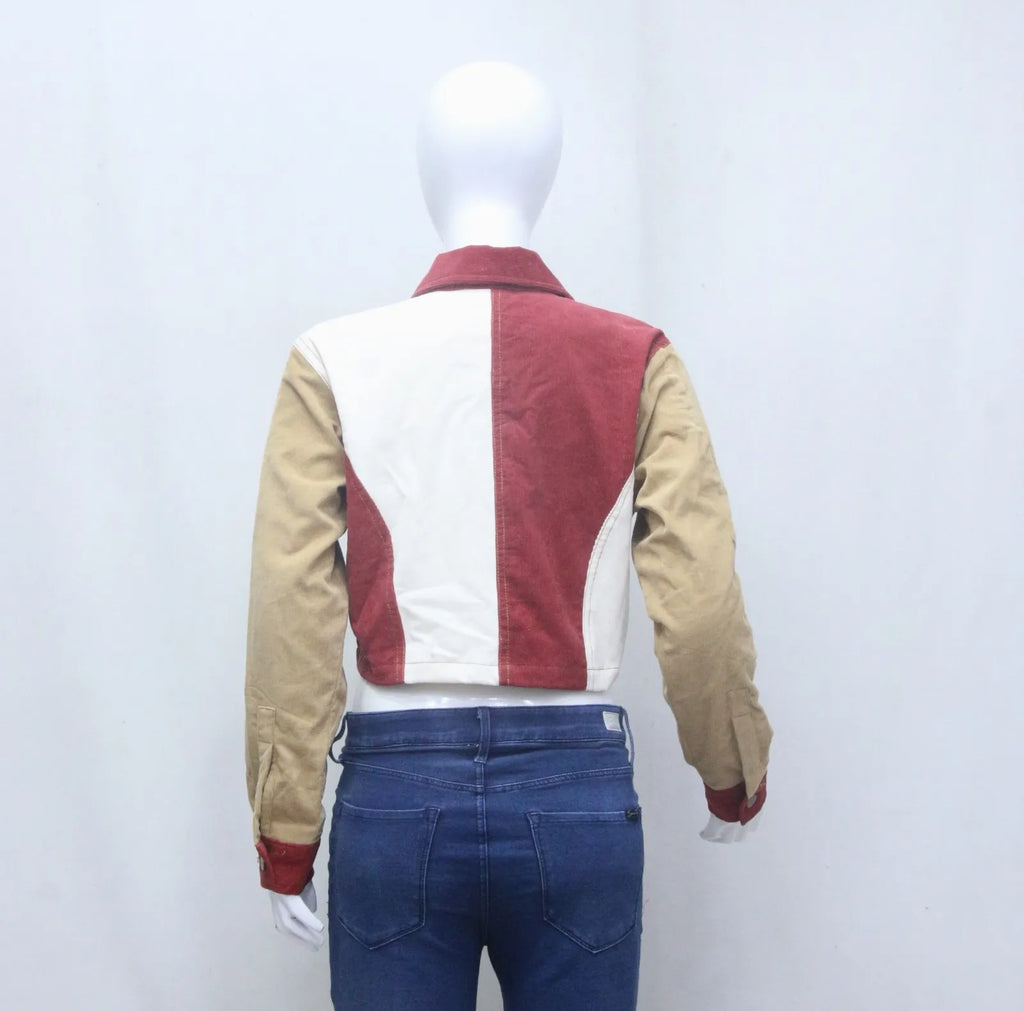 CR1479 Rework Cropped Jacket – Multi Panel Vintage Style