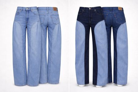 CR2107 UPCYCLED CONTRAST PANEL DENIM JEANS
