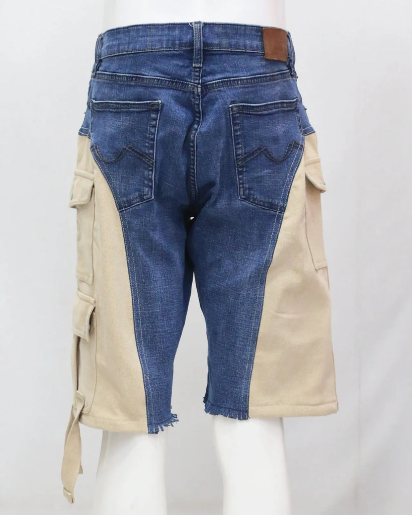 CR1546 Upcycled Denim Cargo Shorts