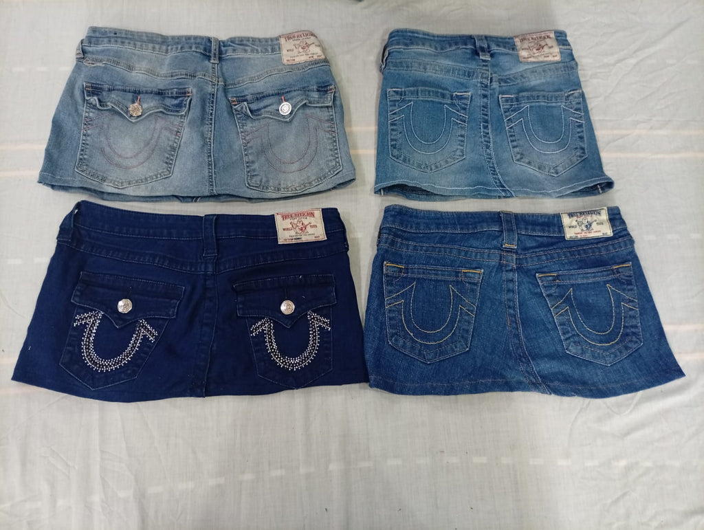 CR10687 Upcycled True Religion Mini Denim Skirts