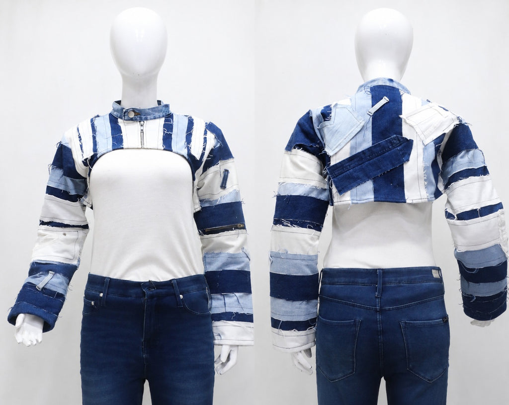CR1878 UPCYCLED PATCHWORK BOLERO JACKET