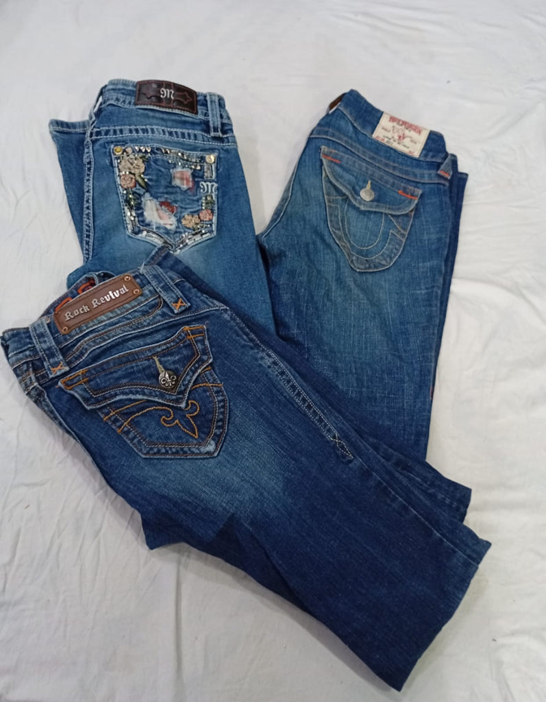 CR9250 Vintage Mix Branded Flare Jeans