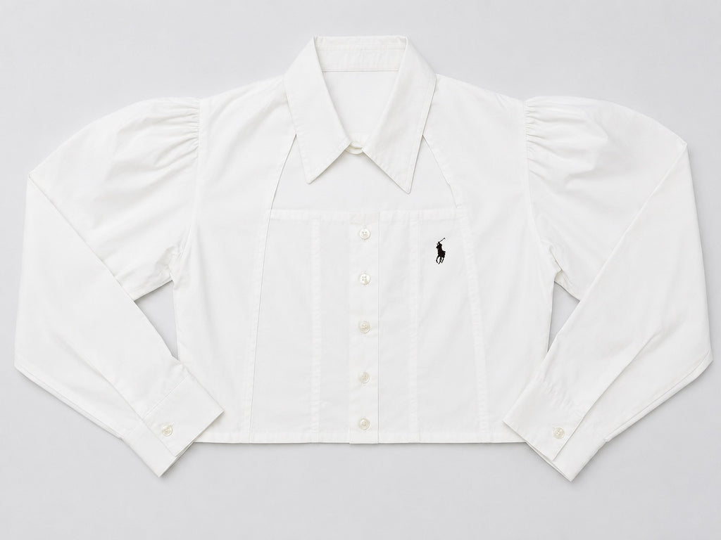 CR1994 UPCYCLED CUT-OUT PUFF-SLEEVE CROPPED SHIRT