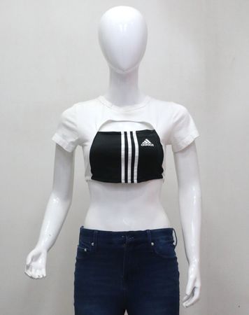 CR2098 Upcycled Cut-Out Crop Top