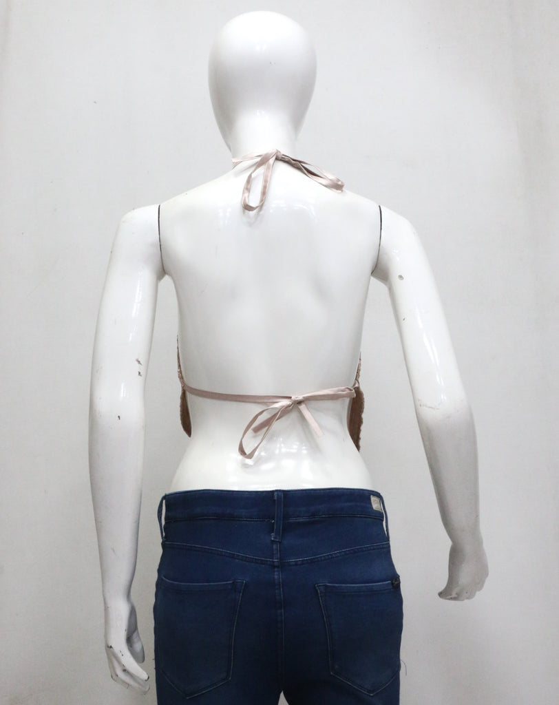 CR2015 UPCYCLED BEADED HALTER HANDKERCHIEF TOP