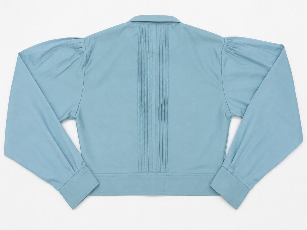 CR1982 UPCYCLED PINTUCK CROPPED SHIRT