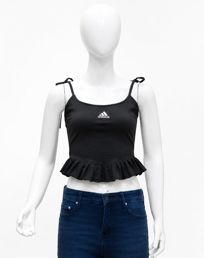CR1918 UPCYCLED LACE-UP PEPLUM CAMI TOP