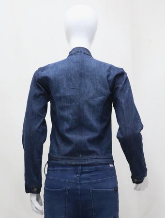 CR1937 Upcycled Denim Moto Zip Jacket