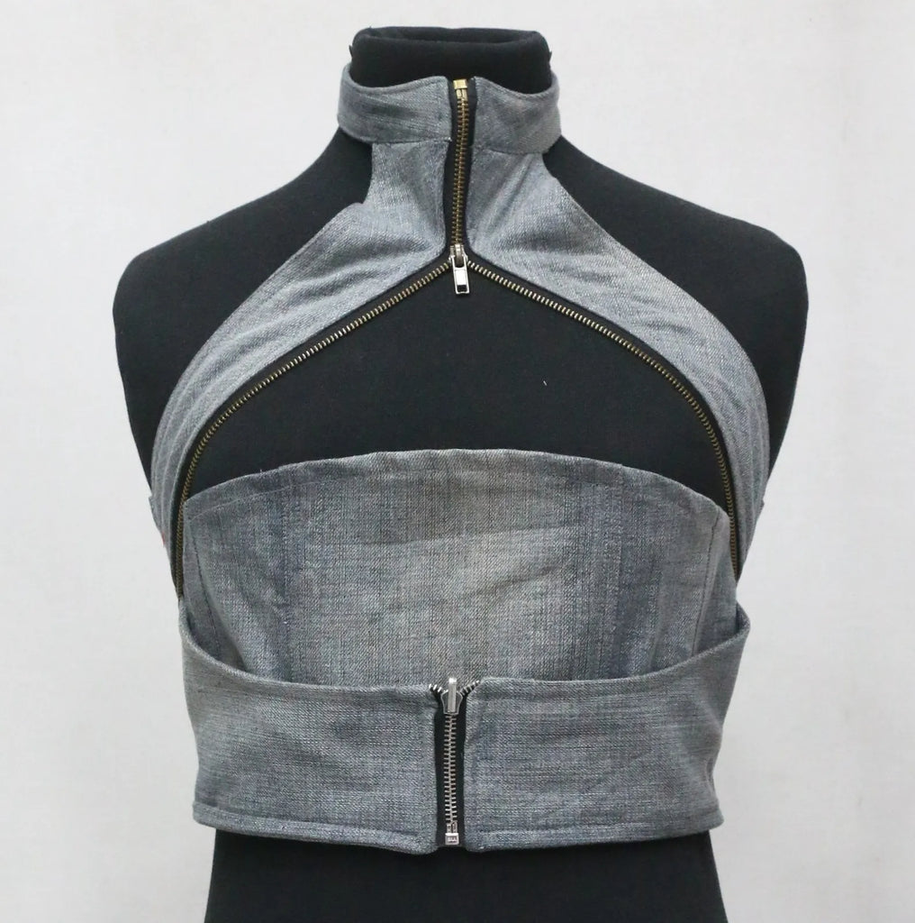 CR1460 Upcycled Corset Crop Top