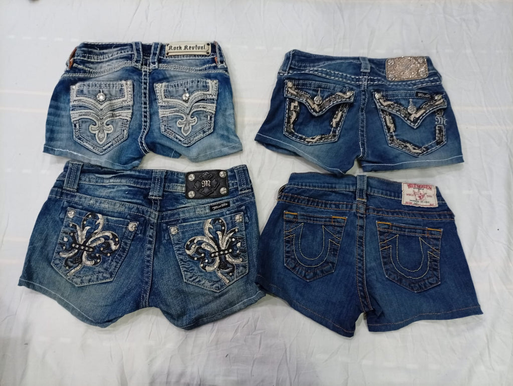 CR10494 Upcycled Kids’ Mix Branded Mini Denim Shorts