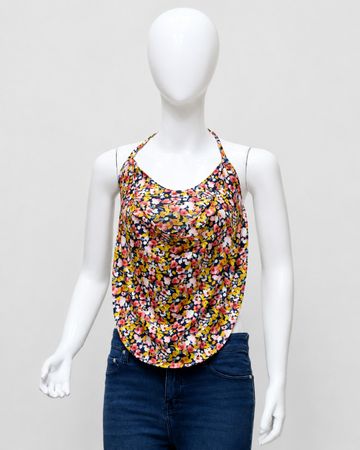 CR2081 Upcycled Floral Halter Top
