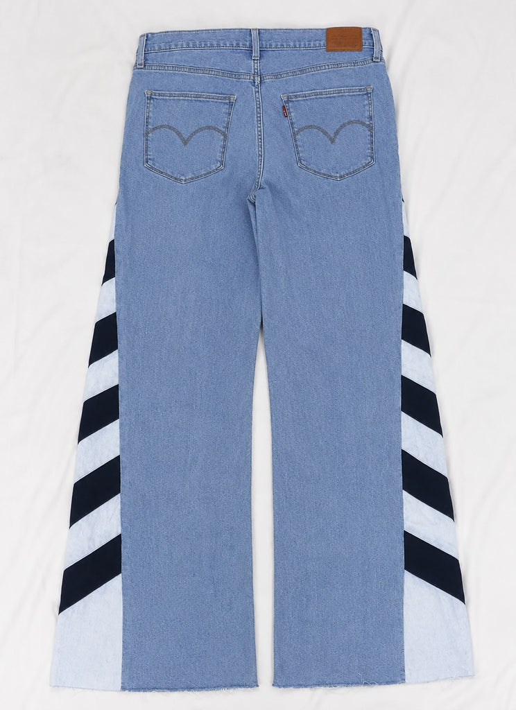 CR1867 UPCYCLED SIDE STRIPE WIDE LEG JEANS