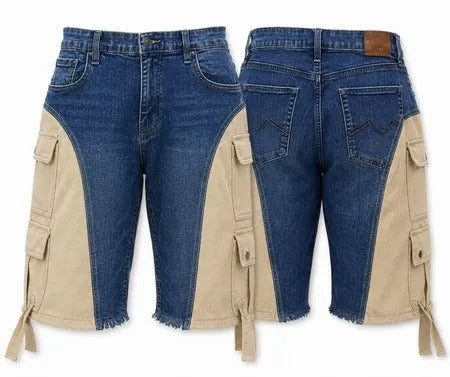 CR1839  Upcycled Denim Cargo Shorts