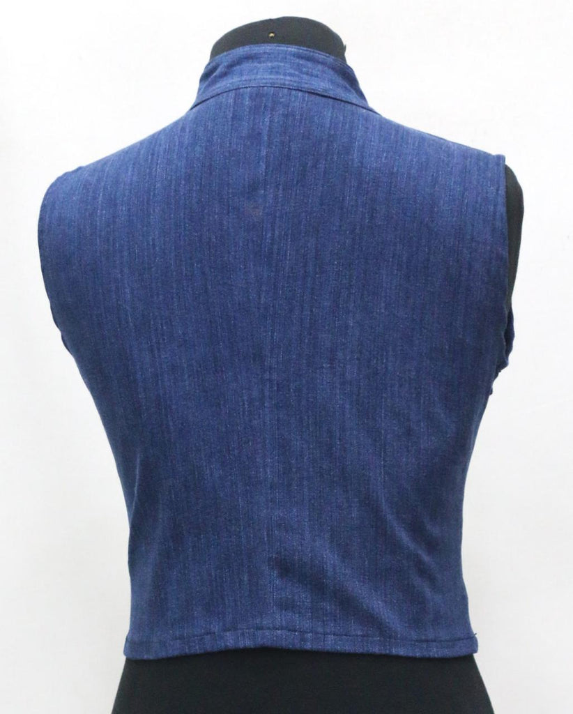 CR1844 UPCYCLED BUTTON DETAIL DENIM VEST