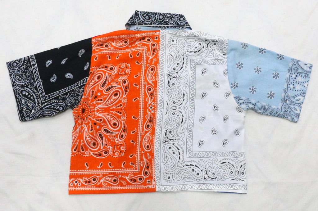 CR2027 UPCYCLED BANDANA PATCHWORK CROPPED SHIRT