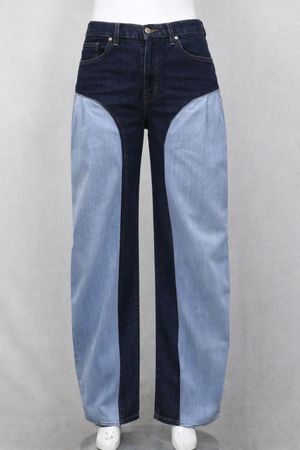 CR2107 UPCYCLED CONTRAST PANEL DENIM JEANS