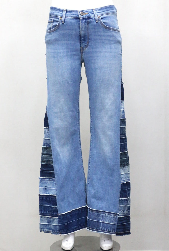CR1868 UPCYCLED PANEL FLARE JEANS