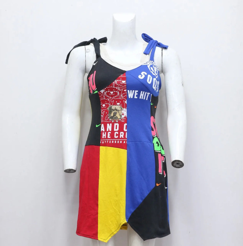 CR597 Upcycled Patchwork Fusion Mini Dress